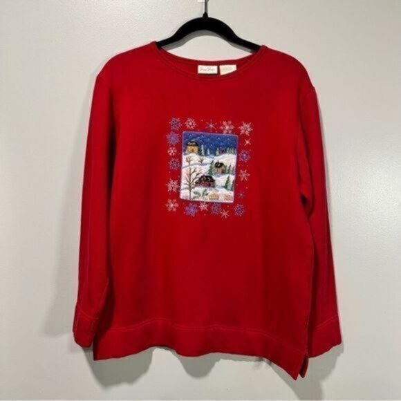 Bobbie Brooks “Ugly Sweater” Christmas Crewneck - Red, Size Small - Picture 1 of 11